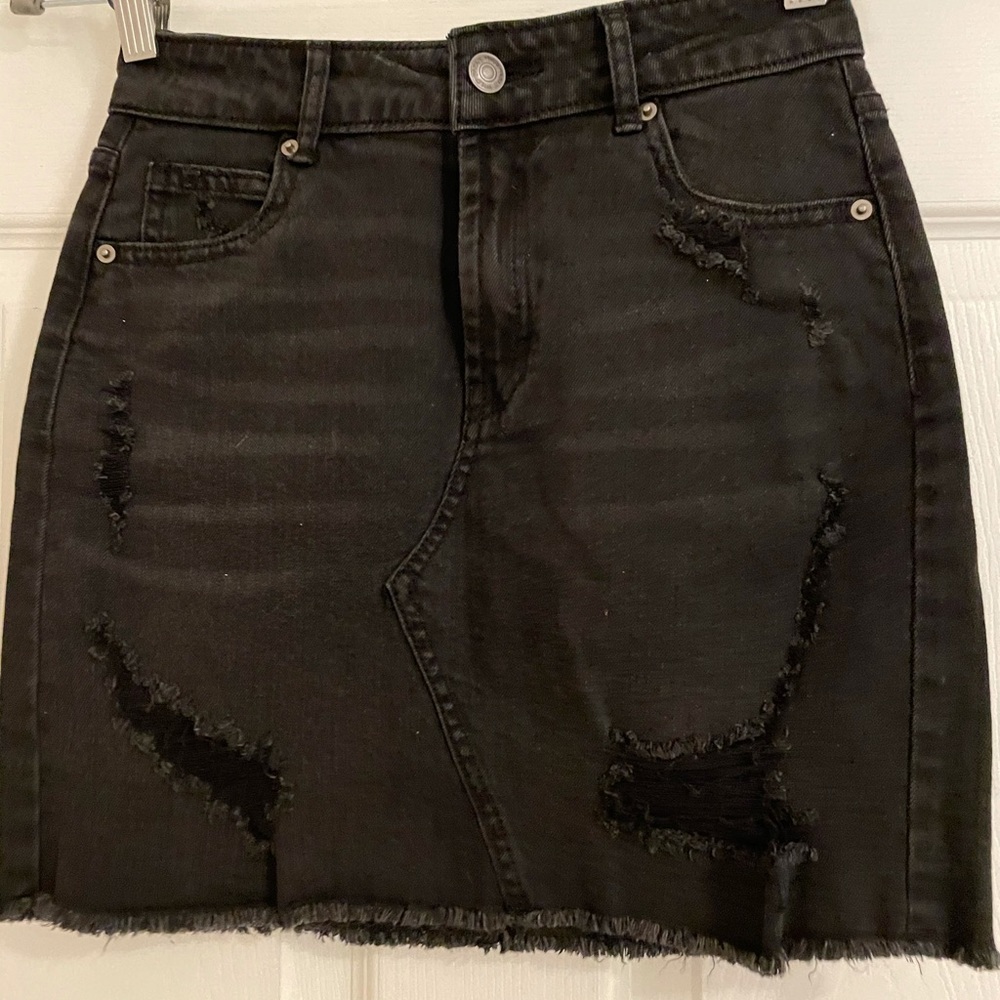 Black denim skirt